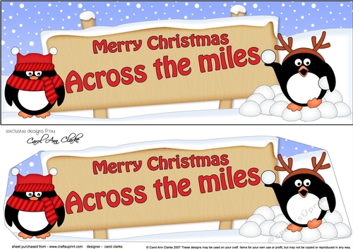 large DL Merry Christmas ACROSS THE MILES with Penguins 3D decoupage