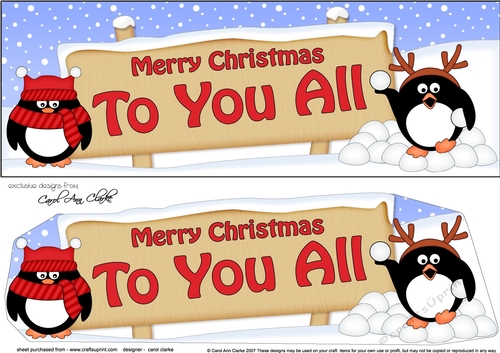 large DL Merry Christmas TO YOU ALL with Penguins 3D decoupage