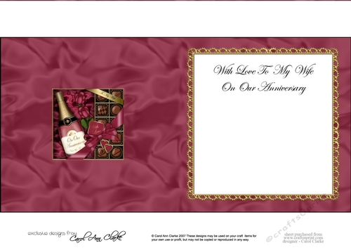 Wife Anniversary Champers Chocs & Roses square landscape insert