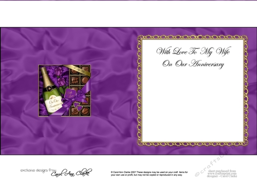 Wife Anniversary Champers Chocs & Roses square landscape insert