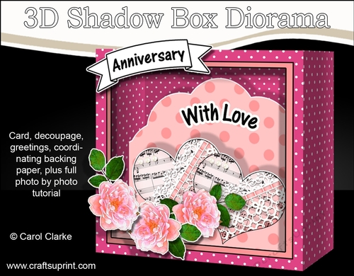 3D Romantic Hearts Diorama Shadow Box Card Mini Kit  - Hearts & Roses