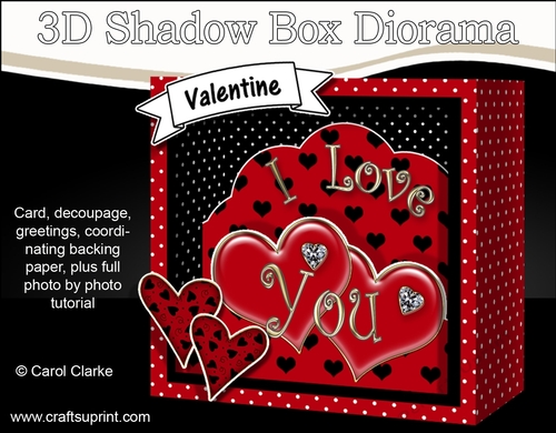 3D Romantic Diorama Shadow Box Card Mini Kit  - I Love You Hearts