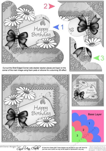Daisies on Metallic Lace Shell Edged Corner side stacker