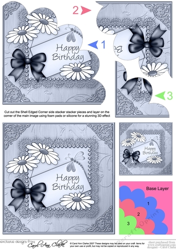 Daisies on Metallic Lace Shell Edged Corner side stacker