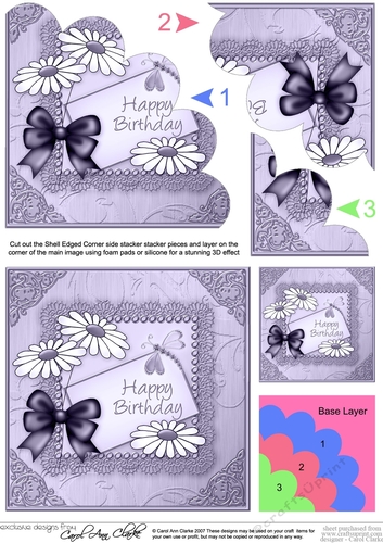 Daisies on Metallic Lace Shell Edged Corner side stacker