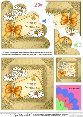 Daisies on Metallic Lace Shell Edged Corner side stacker