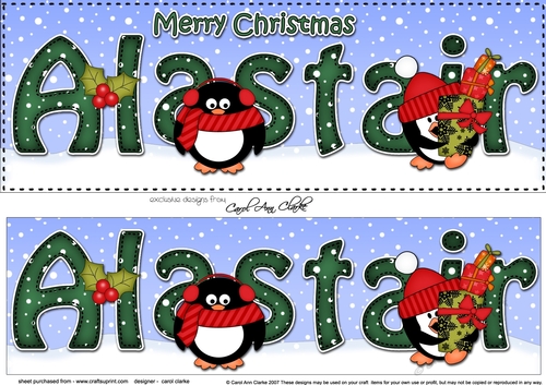 Large DL Merry Christmas ALASTAIR 3D decoupage 