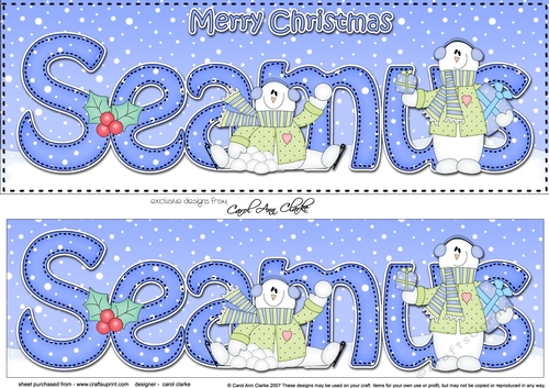 Large DL Merry Christmas SEAMUS 3D decoupage 