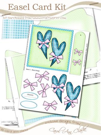 Funky Hearts Easel Card Kit with 3D Decoupage Topper