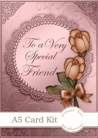 A5 Roses and Metallic Lace Kit with 3D Decoupage