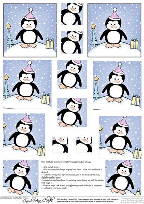 Cheeky Xmas Penguin Twisted Pyramage Sheet