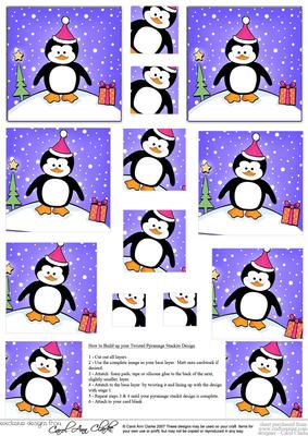 Cheeky Xmas Penguin Twisted Pyramage Sheet