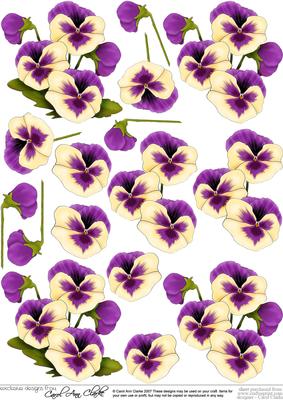 Pansy, Lace and Pearls Matching 3D Decoupage Sheet