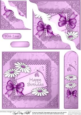 Daisies on metallic lace  - Wavey Corner Stacker
