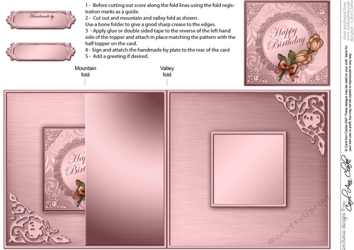 Roses and Metallic Lace No-Hole Fold Back Card