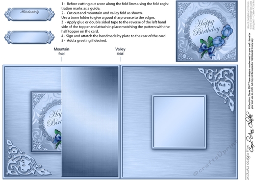 Roses and Metallic Lace No-Hole Fold Back Card