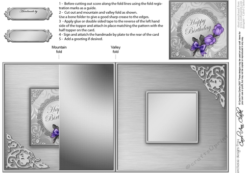 Roses and Metallic Lace No-Hole Fold Back Card