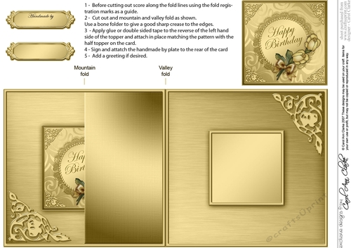 Roses and Metallic Lace No-Hole Fold Back Card