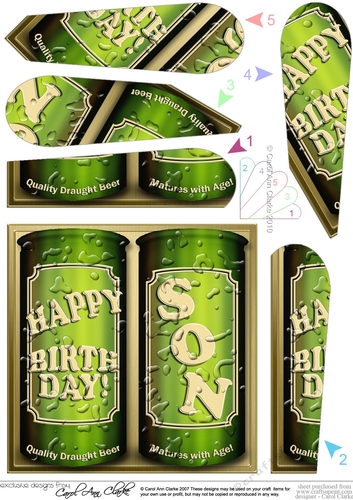 Happy Birthday SON Cans of Beer Fan Pyramage Topper