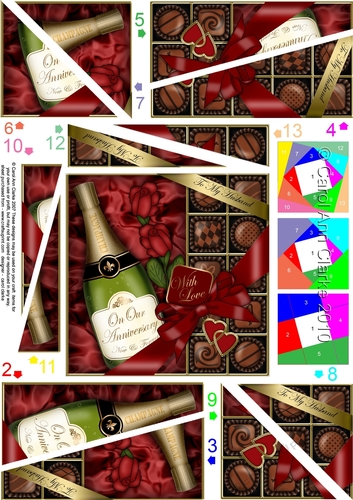 Husband Anniversary Champers, Chocs & Roses Twisted Spiral Side Stacker