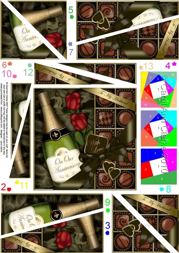 Husband Anniversary Champers, Chocs & Roses Twisted Spiral Side Stacker