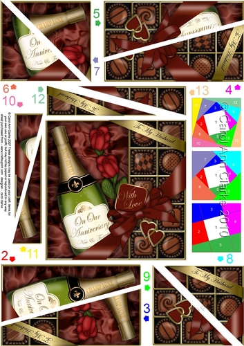 Husband Anniversary Champers, Chocs & Roses Twisted Spiral Side Stacker