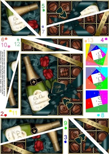 Husband Anniversary Champers, Chocs & Roses Twisted Spiral Side Stacker