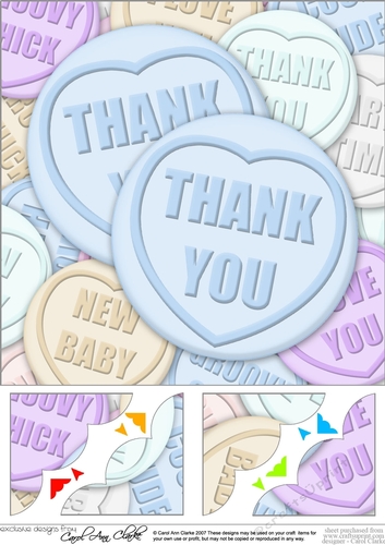 8 x 8 Thank You Sweet Heart Scalloped corner Topper