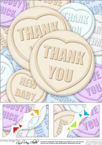 8 x 8 Thank You Sweet Heart Scalloped corner Topper