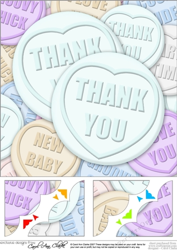 8 x 8 Thank You Sweet Heart Scalloped corner Topper