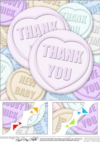 8 x 8 Thank You Sweet Heart Scalloped corner Topper