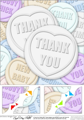 8 x 8 Thank You Sweet Heart Scalloped corner Topper