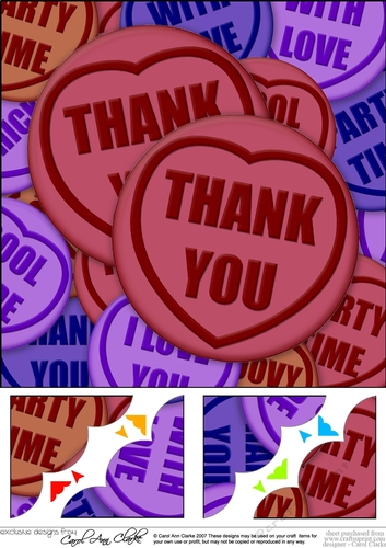 8 x 8 Thank You Sweet Heart Scalloped corner Topper