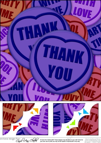 8 x 8 Thank You Sweet Heart Scalloped corner Topper