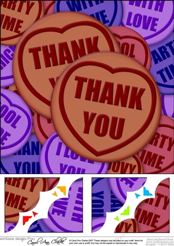 8 x 8 Thank You Sweet Heart Scalloped corner Topper