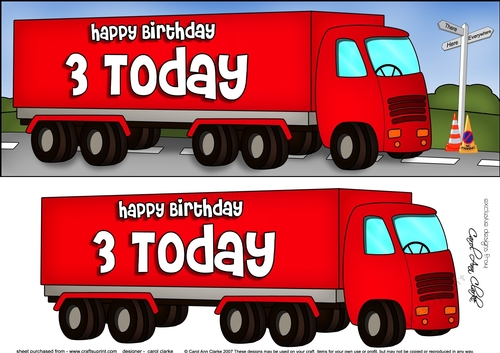 Large DL Happy Birthday 3 TODAY HGV Lorry 3D decoupage
