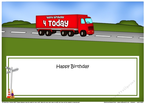 Large DL Happy Birthday 4 TODAY HGV Lorry insert