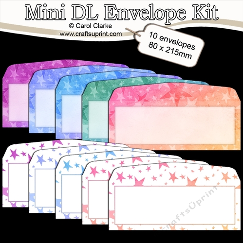 10 Mini DL (80 x 215mm) Stars envelope Kit