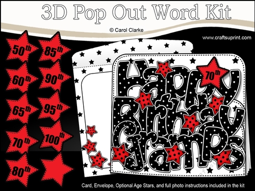 3D Happy Birthday GRAMPS Stars with Ages 50 to 100 Pop Out Word Card Kit