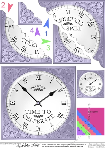 Time to Celebrate Clock Scallop Corner side stacker Topper