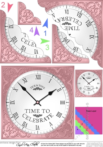 Time to Celebrate Clock Scallop Corner side stacker Topper