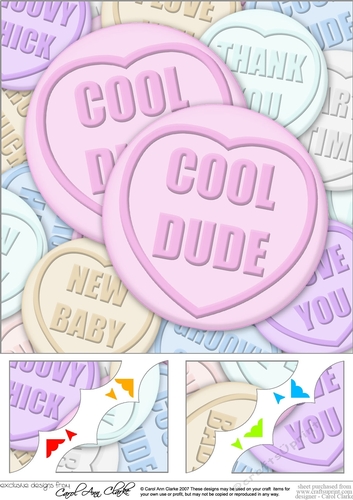 8 x 8 Cool Dude Sweet Heart Scalloped corner Topper