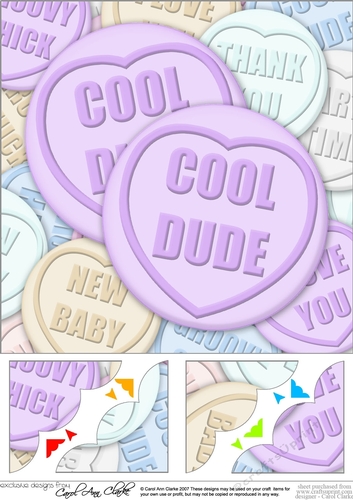 8 x 8 Cool Dude Sweet Heart Scalloped corner Topper