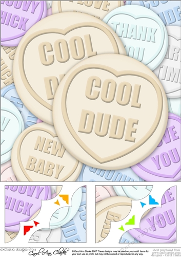 8 x 8 Cool Dude Sweet Heart Scalloped corner Topper
