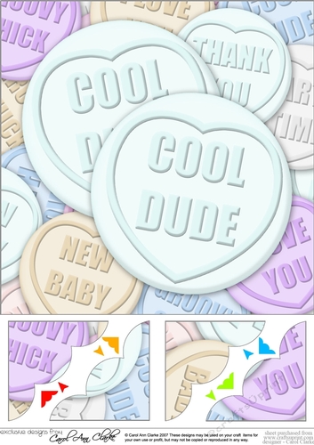 8 x 8 Cool Dude Sweet Heart Scalloped corner Topper