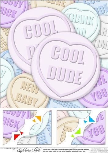 8 x 8 Cool Dude Sweet Heart Scalloped corner Topper