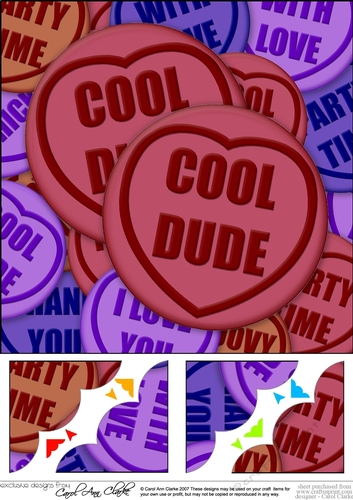 8 x 8 Cool Dude Sweet Heart Scalloped corner Topper