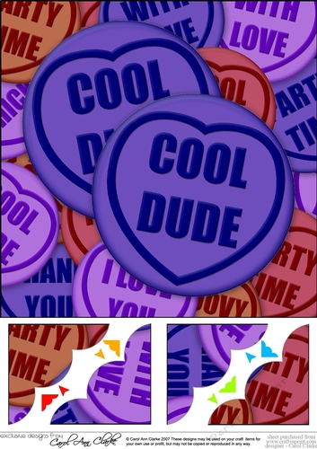 8 x 8 Cool Dude Sweet Heart Scalloped corner Topper