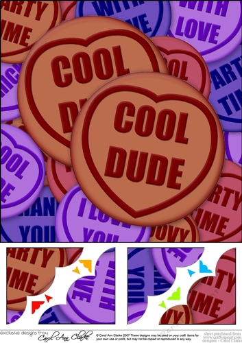 8 x 8 Cool Dude Sweet Heart Scalloped corner Topper