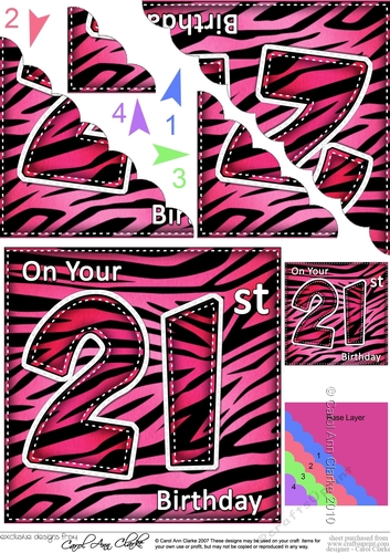 Fun Zebra Striped 21st Birthday Scalloped Corner Stacker